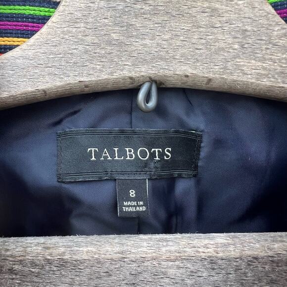 Talbots Rainbow Stripe Multicolor Cotton Mandarin Collar Blazer Jacket Size 6 - Picture 9 of 9